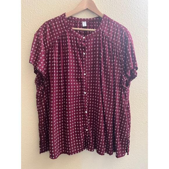 Old Navy Women's Red Career Button up Blouse Sz XXL - Picture 1 of 4